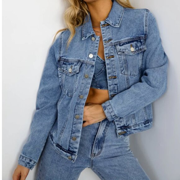Hello Molly Denim Jacket - Blue - Picture 1 of 4